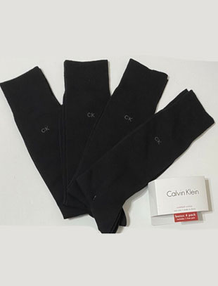 Calvin Klein 4 paires de chaussettes décontractées / habillées en coton peigné noir