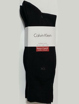 Calvin Klein 4-Pair Combed Cotton Casual/Dress Socks Black
