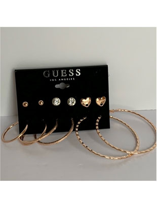 GUESS Women's 6-On Multi Earrings Set, Gold Tone, One Size