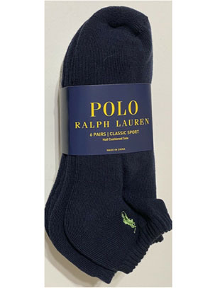 Polo Ralph Lauren Men's 6-Pair Classic Sport Low Cut Socks Navy/Gray/White