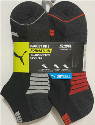 Puma Men's Sport Cushion DRYCELL 6-Pair Low Cut Training Socks