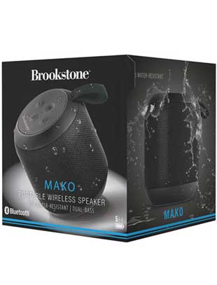 Wireless for convenience, this speaker from Brookstone is easily portable so you can take it with you on the go. Product Details • 3-piece set • Includes speaker, USB charging cable, user manual • 1-year limited liability warranty • Imported Product Specifications • 5.02 in x 5.28 in x 5.02 in Material & Care Spot clean only