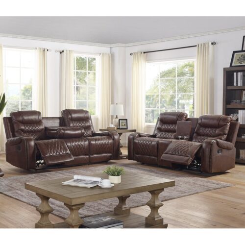 2 piece faux leather reclining living room set